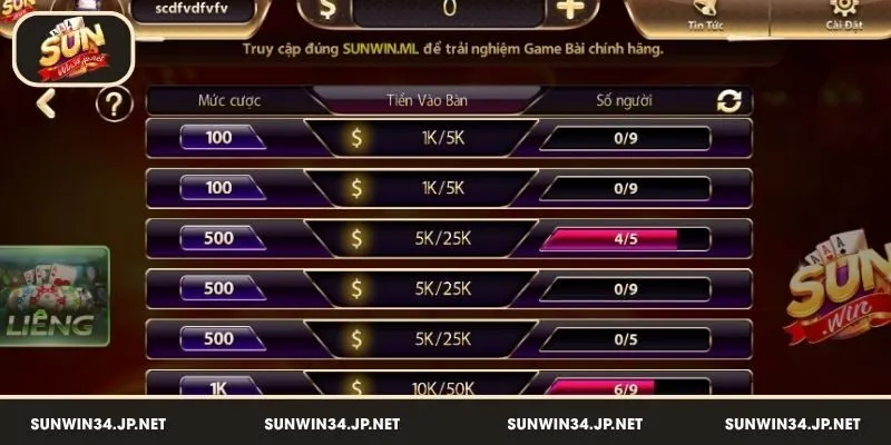 Bí quyết chơi Liêng online luôn thắng - chọn bàn cược phù hợp