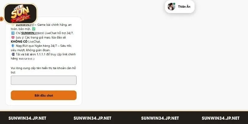 Quên mật khẩu tài khoản Sunwin - Liên hệ Sunwin