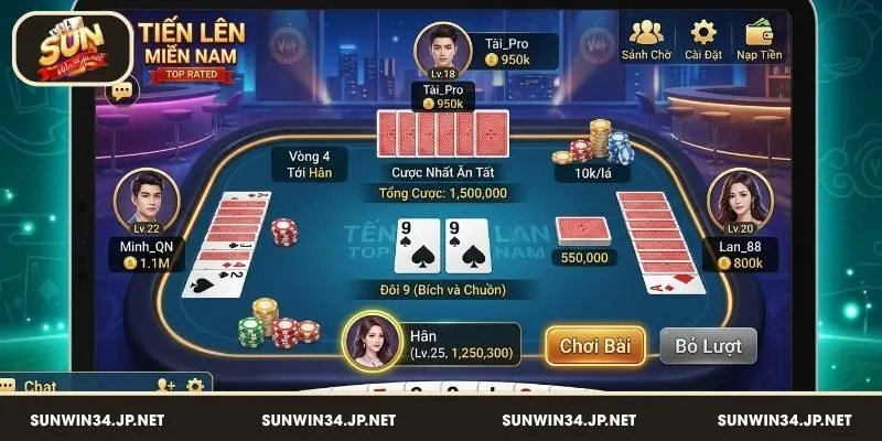 Tiến Lên miền Nam sử dụng bộ bài 52 lá